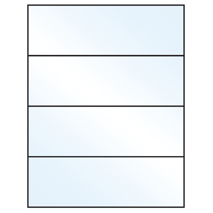 8.5" x 2.75" Crystal Clear Rectangular Sheet Labels