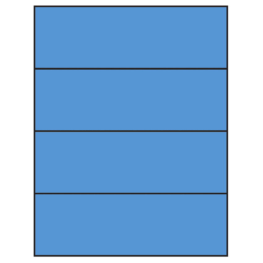 8.5" x 2.75" Fluorescent Blue Rectangular Sheet Labels