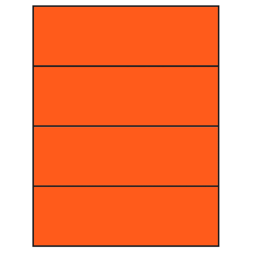 8.5" x 2.75" Fluorescent Red Rectangular Sheet Labels