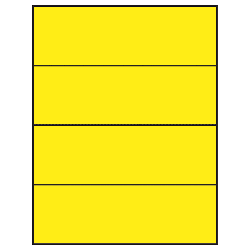 8.5" x 2.75" Fluorescent Yellow Rectangular Sheet Labels