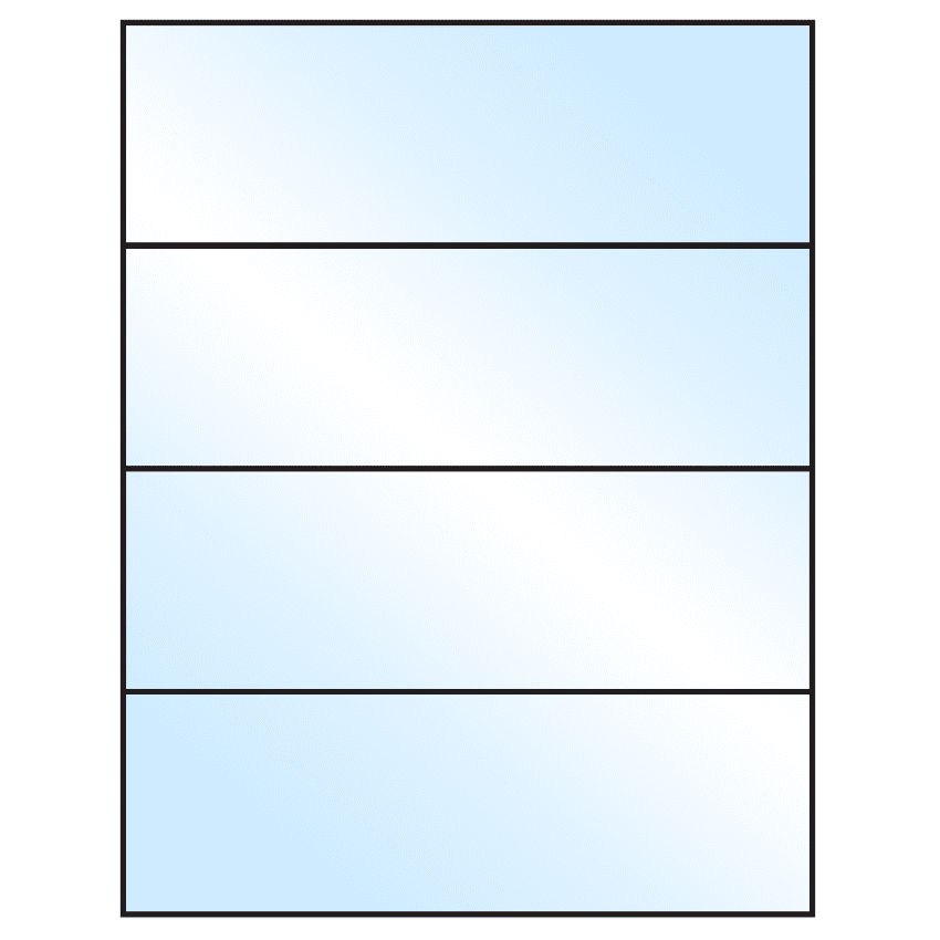 8.5" x 2.75" White Premium High Gloss Rectangular Sheet Labels
