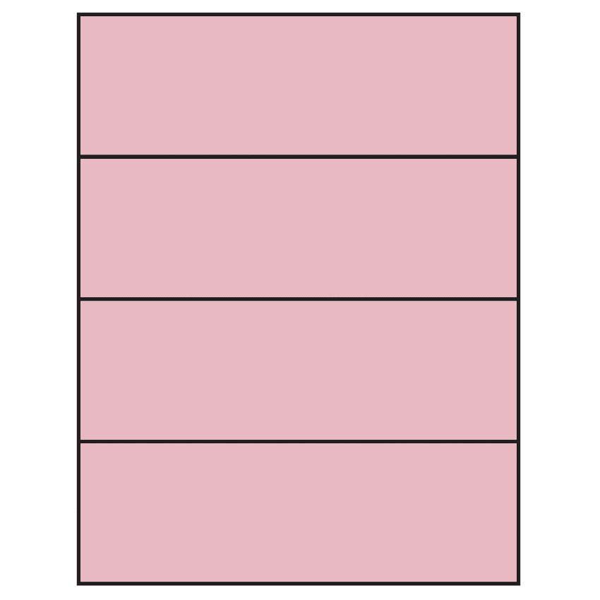 8.5" x 2.75" Pastel Pink Rectangular Sheet Labels