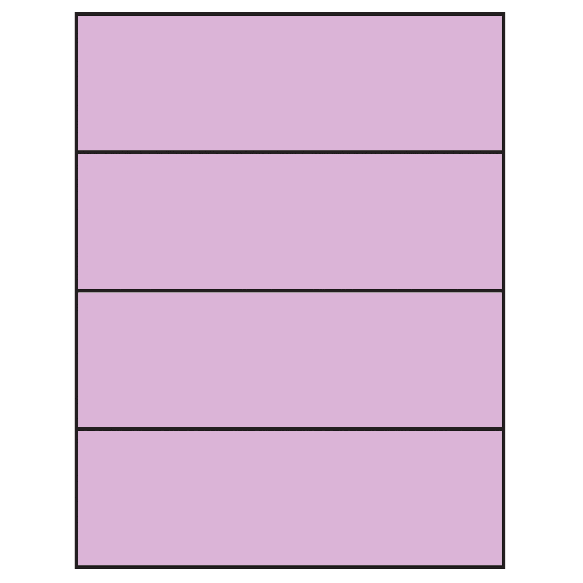 8.5" x 2.75" Pastel Purple Rectangular Sheet Labels