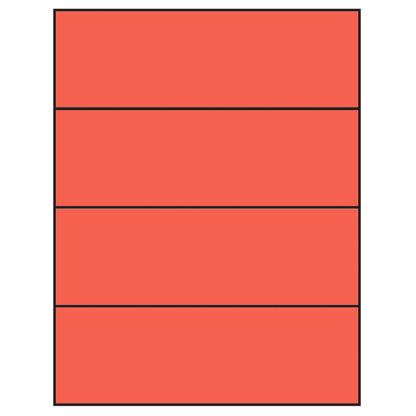 8.5" x 2.75" Red Rectangular Sheet Labels