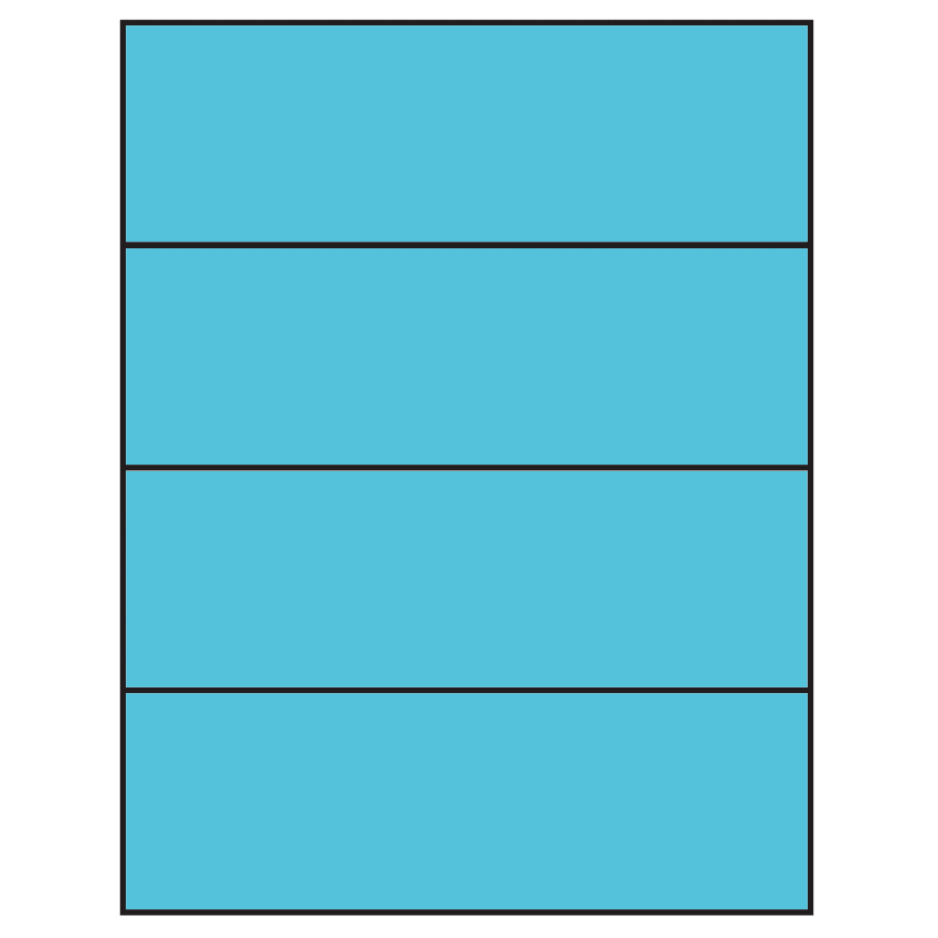 8.5" x 2.75" Turquoise Rectangular Sheet Labels