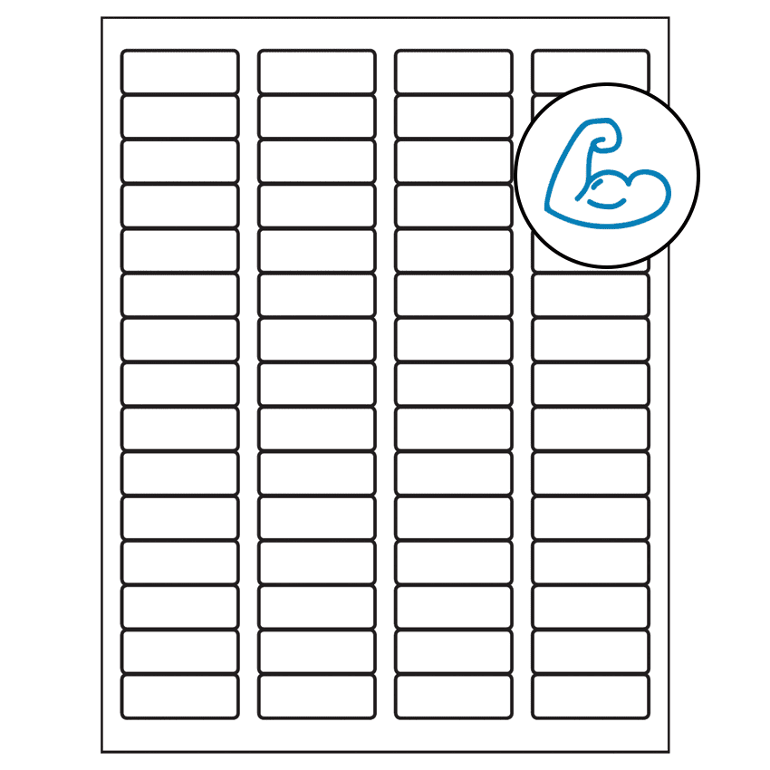 1.75" x 0.666" White Rectangular Sheet Labels - Ultra Aggressive Adhesive