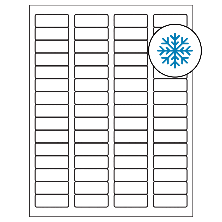 1.75" x 0.666" White Rectangular Sheet Labels - Freezer Grade Adhesive