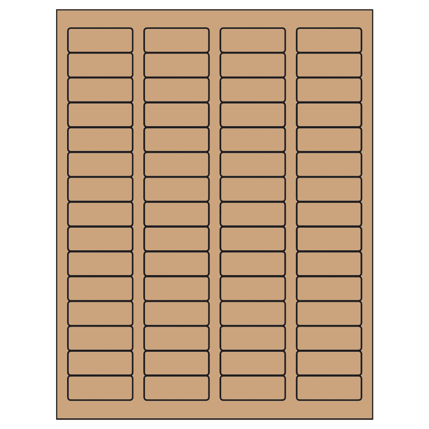 1.75" x 0.666" Brown Kraft Rectangular Sheet Labels