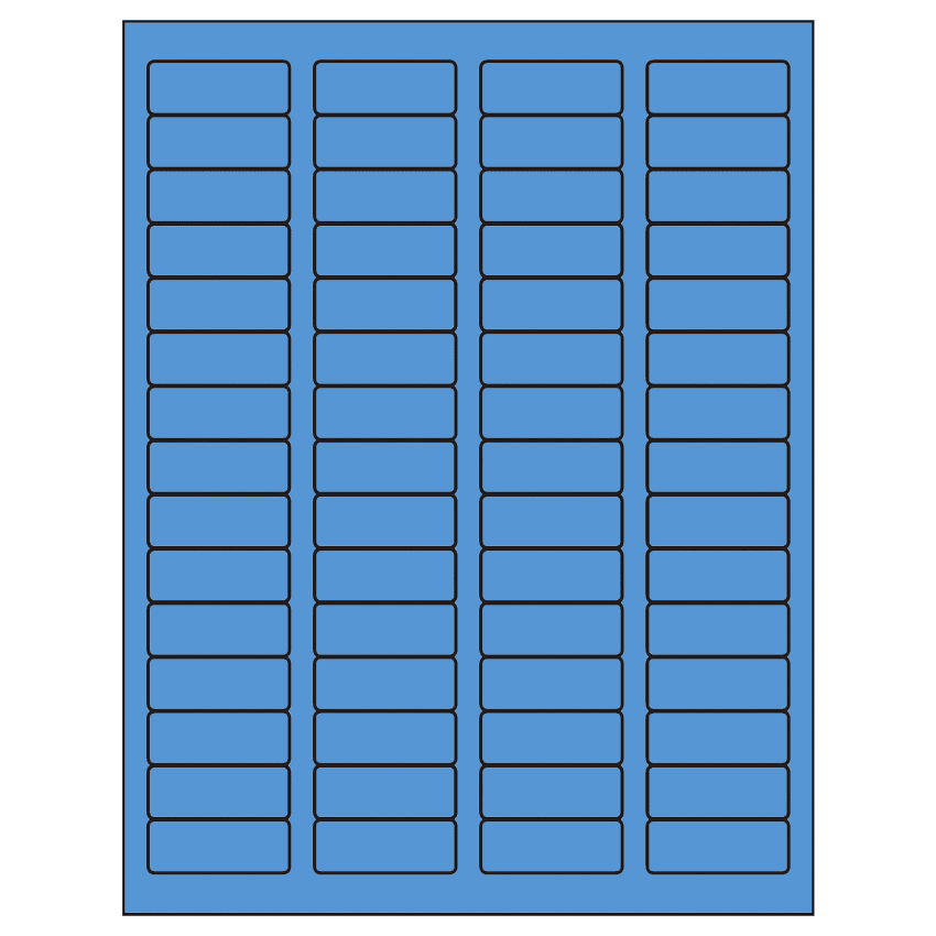 1.75" x 0.666" Fluorescent Blue Rectangular Sheet Labels