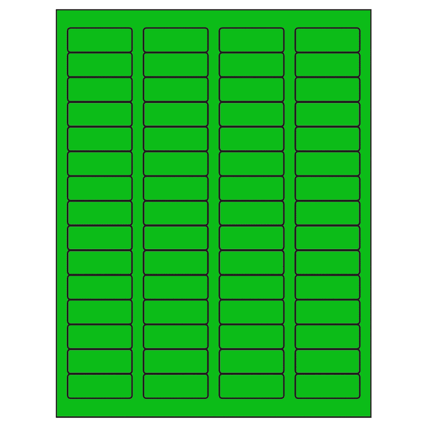 1.75" x 0.666" Fluorescent Green Rectangular Sheet Labels