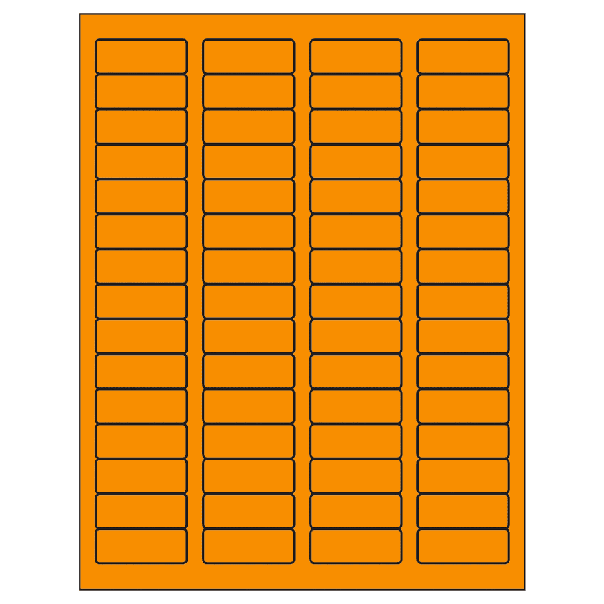 1.75" x 0.666" Fluorescent Orange Rectangular Sheet Labels