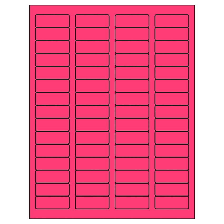 1.75" x 0.666" Fluorescent Pink Rectangular Sheet Labels