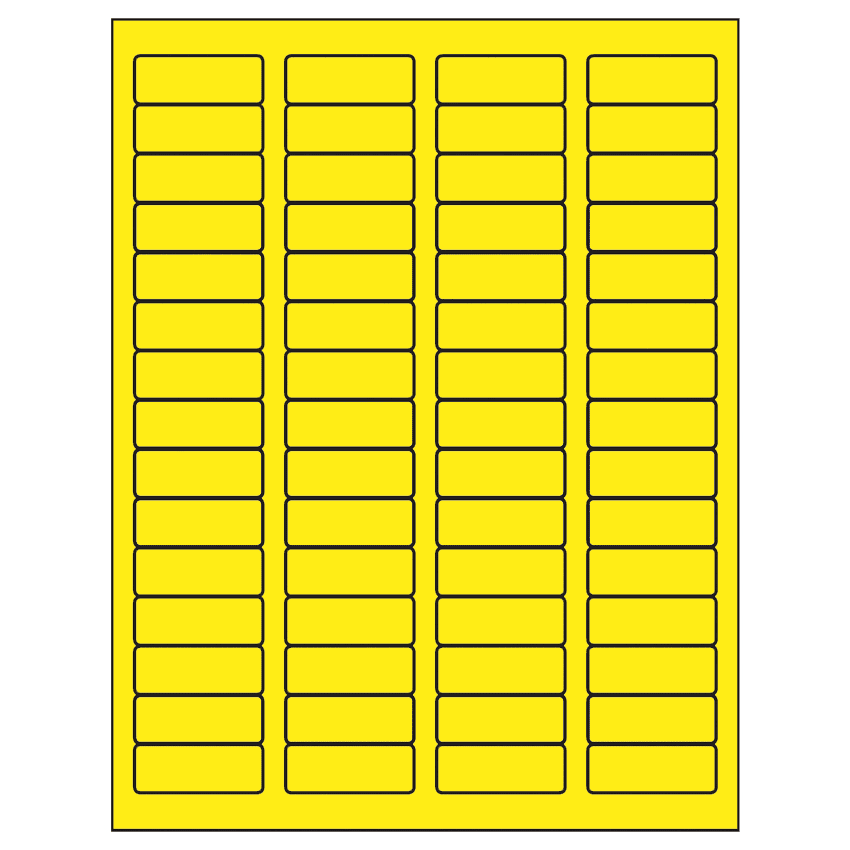 1.75" x 0.666" Fluorescent Yellow Rectangular Sheet Labels