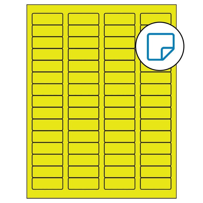 1.75" x 0.666" Fluorescent Yellow Rectangular Sheet Labels - Removable Adhesive