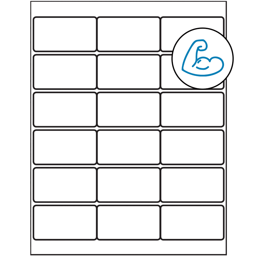 2.75" x 1.5" White Rectangular Sheet Labels - Ultra Aggressive Adhesive
