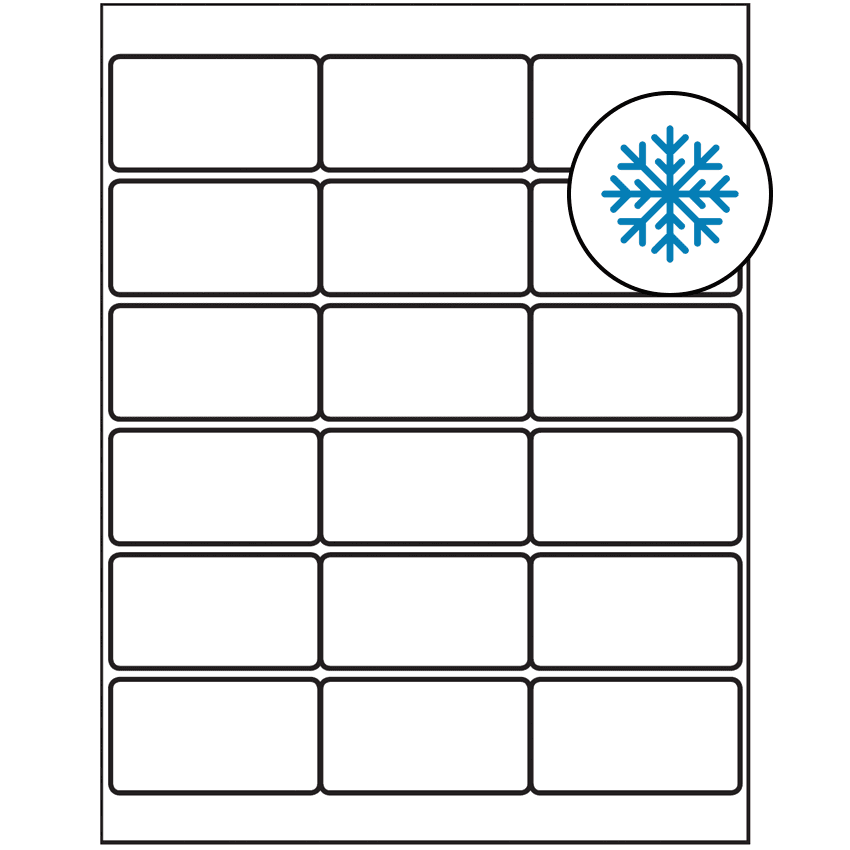 2.75" x 1.5" White Rectangular Sheet Labels - Freezer Grade Adhesive