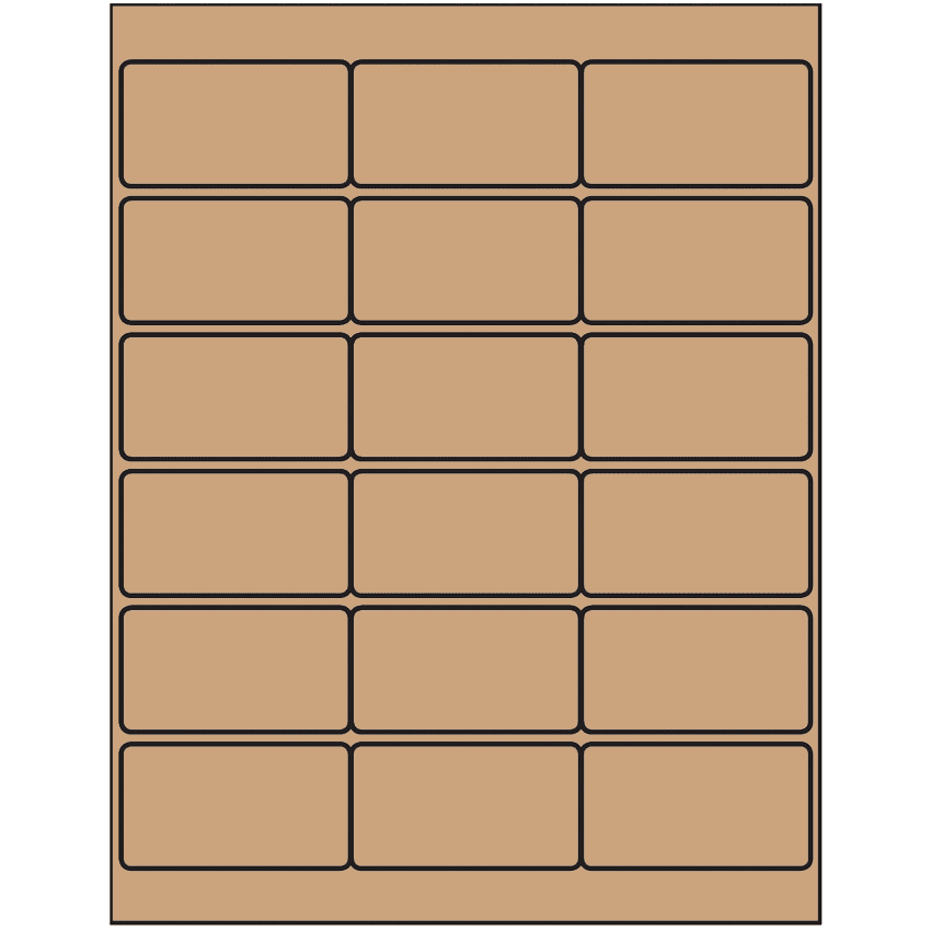 2.75" x 1.5" Brown Kraft Rectangular Sheet Labels