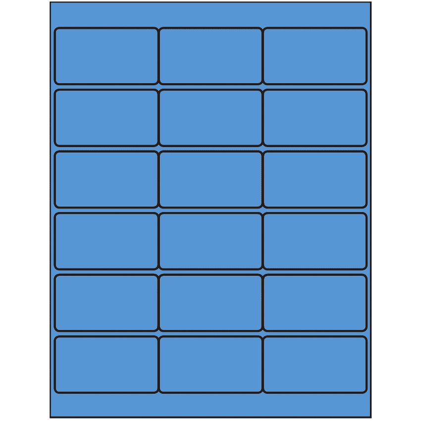2.75" x 1.5" Fluorescent Blue Rectangular Sheet Labels