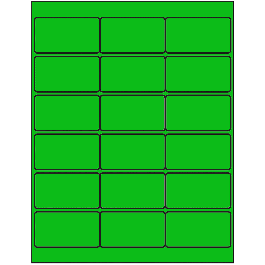 2.75" x 1.5" Fluorescent Green Rectangular Sheet Labels