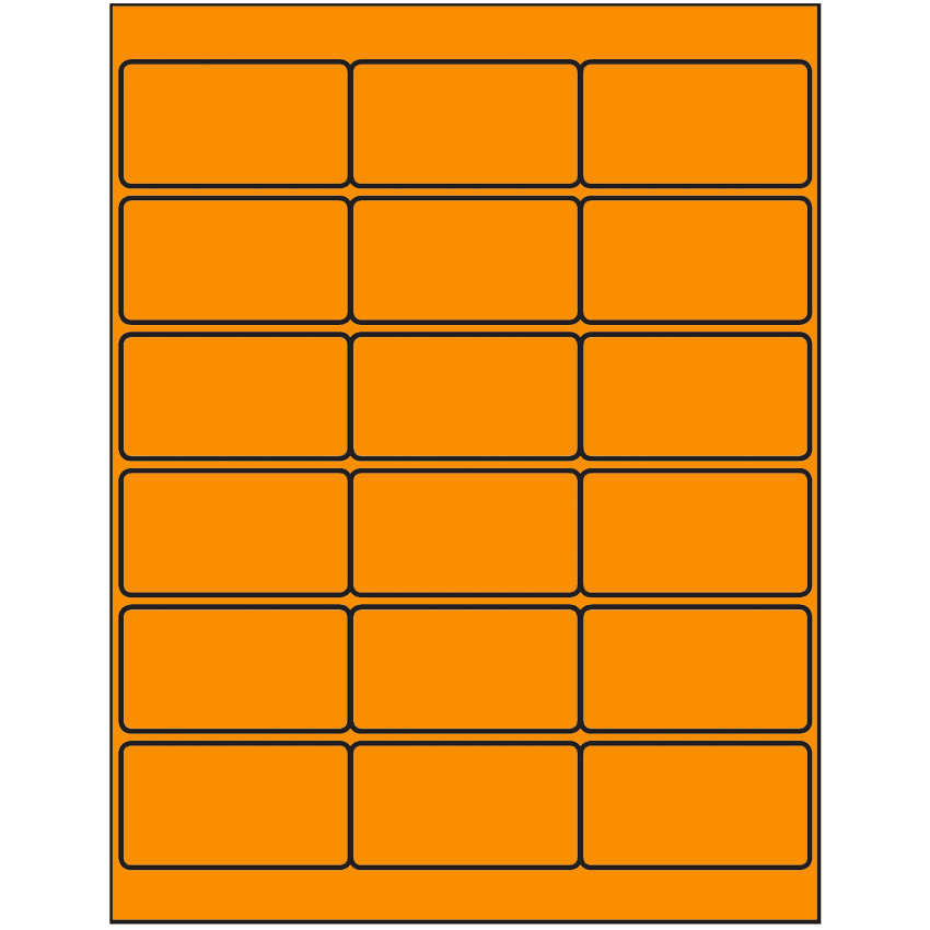 2.75" x 1.5" Fluorescent Orange Rectangular Sheet Labels