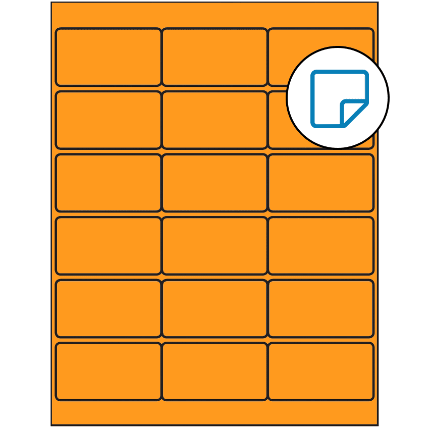 2.75" x 1.5" Fluorescent Orange Rectangular Sheet Labels - Removable Adhesive