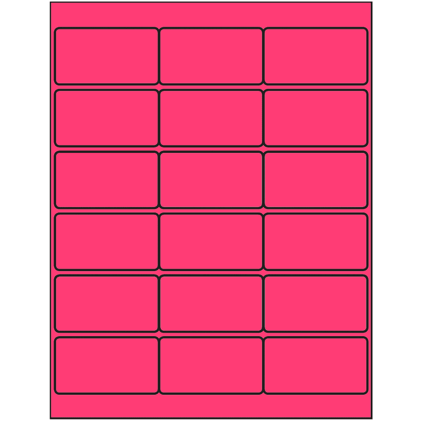 2.75" x 1.5" Fluorescent Pink Rectangular Sheet Labels
