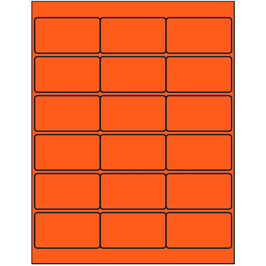 2.75" x 1.5" Fluorescent Red Rectangular Sheet Labels
