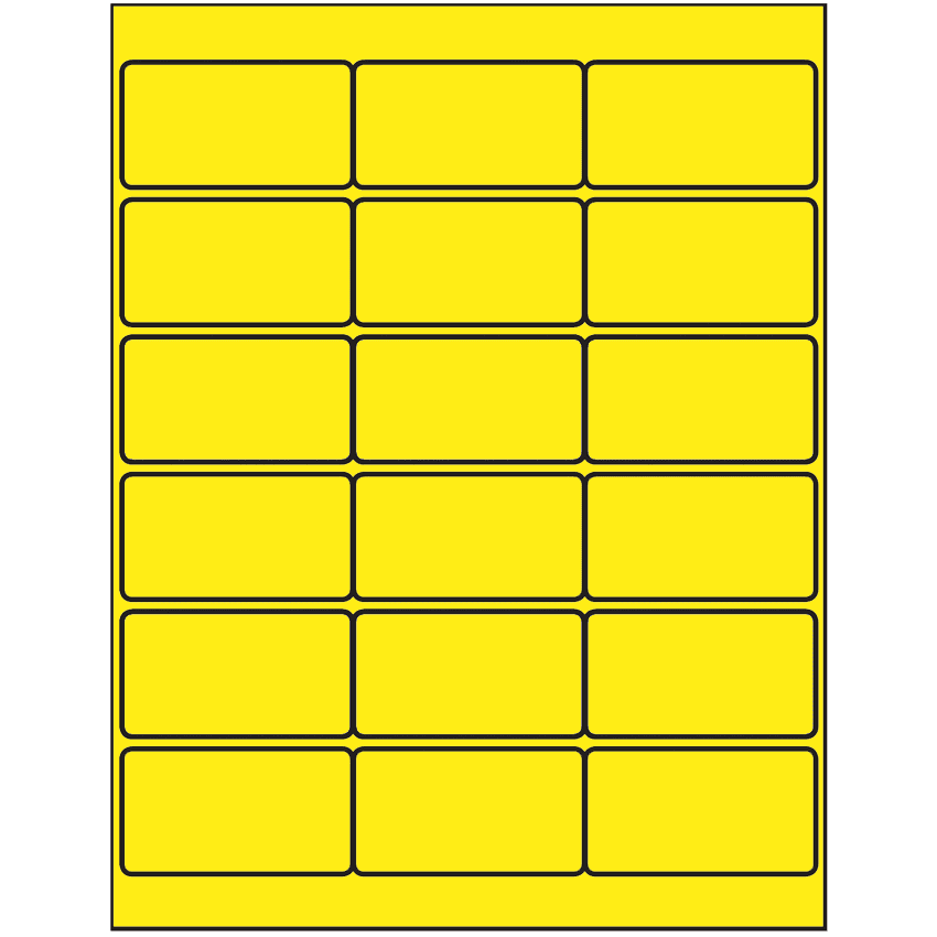 2.75" x 1.5" Fluorescent Yellow Rectangular Sheet Labels