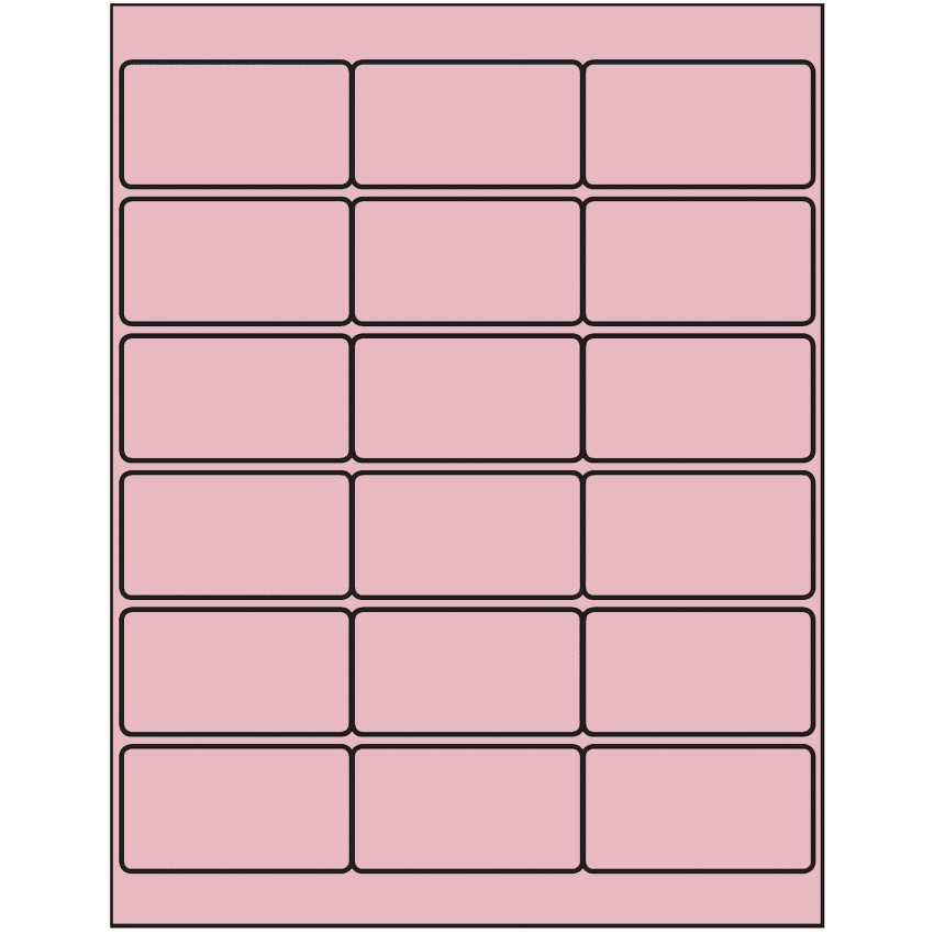 2.75" x 1.5" Pastel Pink Rectangular Sheet Labels