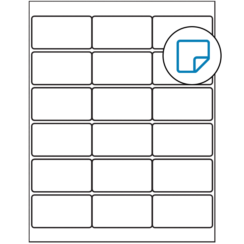 2.75" x 1.5" White Rectangular Sheet Labels - Removable Adhesive