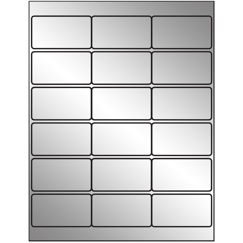 2.75" x 1.5" Silver Foil Rectangular Sheet Labels