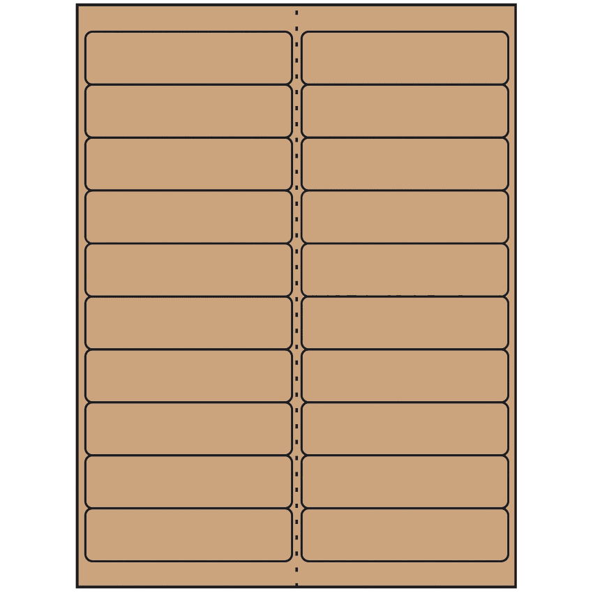 4" x 1" Brown Kraft Rectangular Sheet Labels