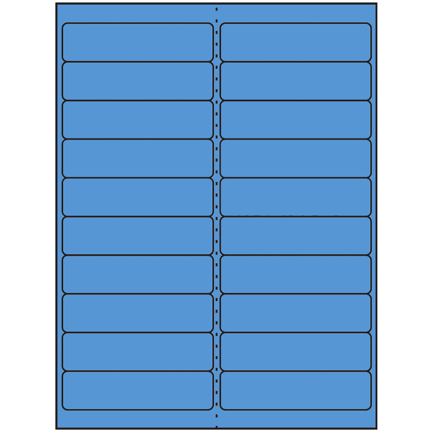 4" x 1" Fluorescent Blue Rectangular Sheet Labels