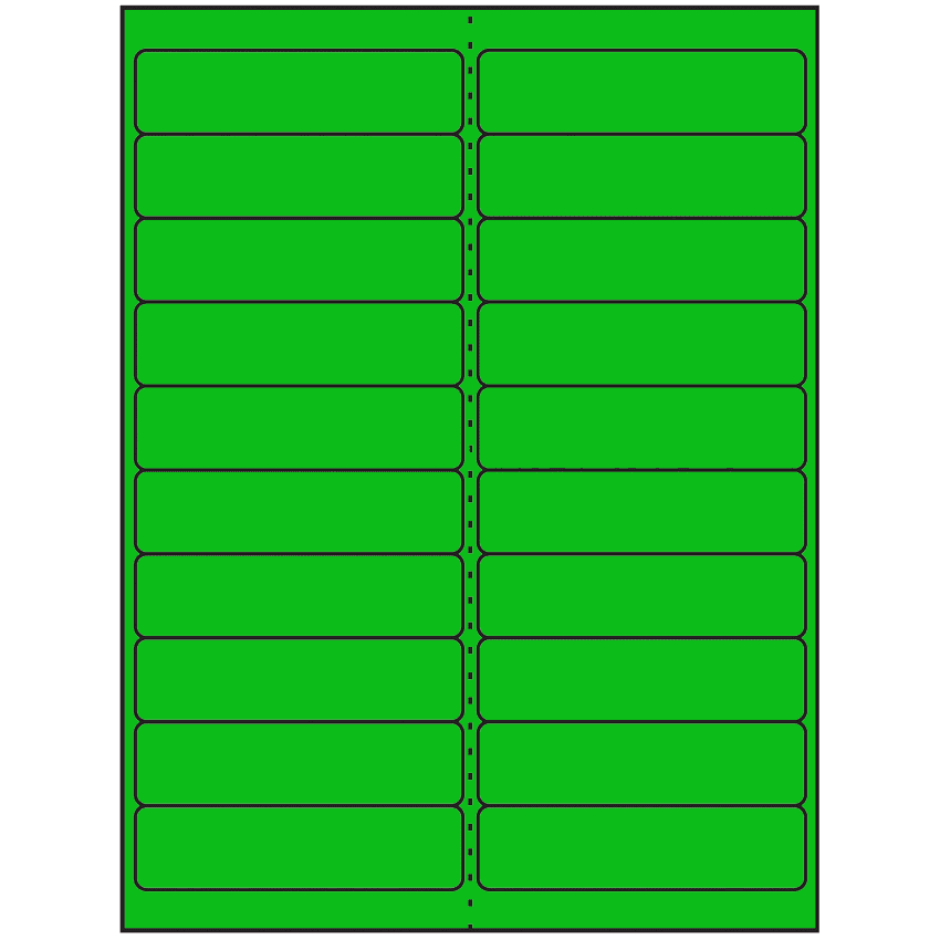 4" x 1" Fluorescent Green Rectangular Sheet Labels