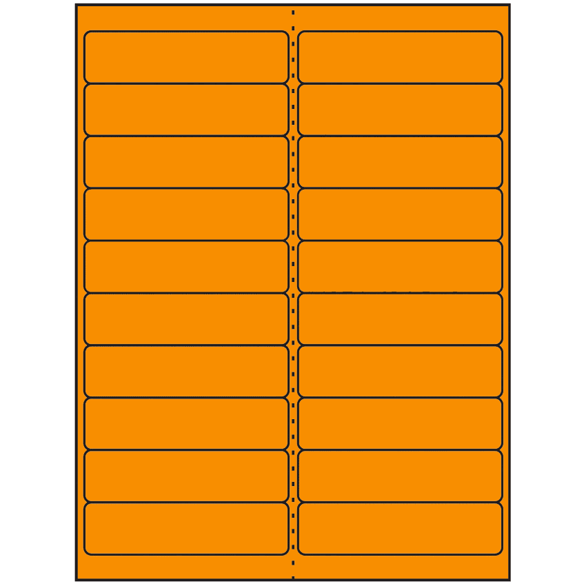 4" x 1" Fluorescent Orange Rectangular Sheet Labels