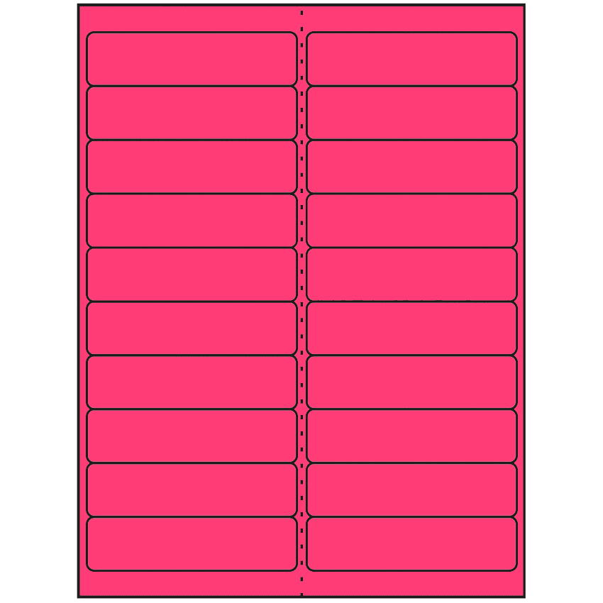 4" x 1" Fluorescent Pink Rectangular Sheet Labels