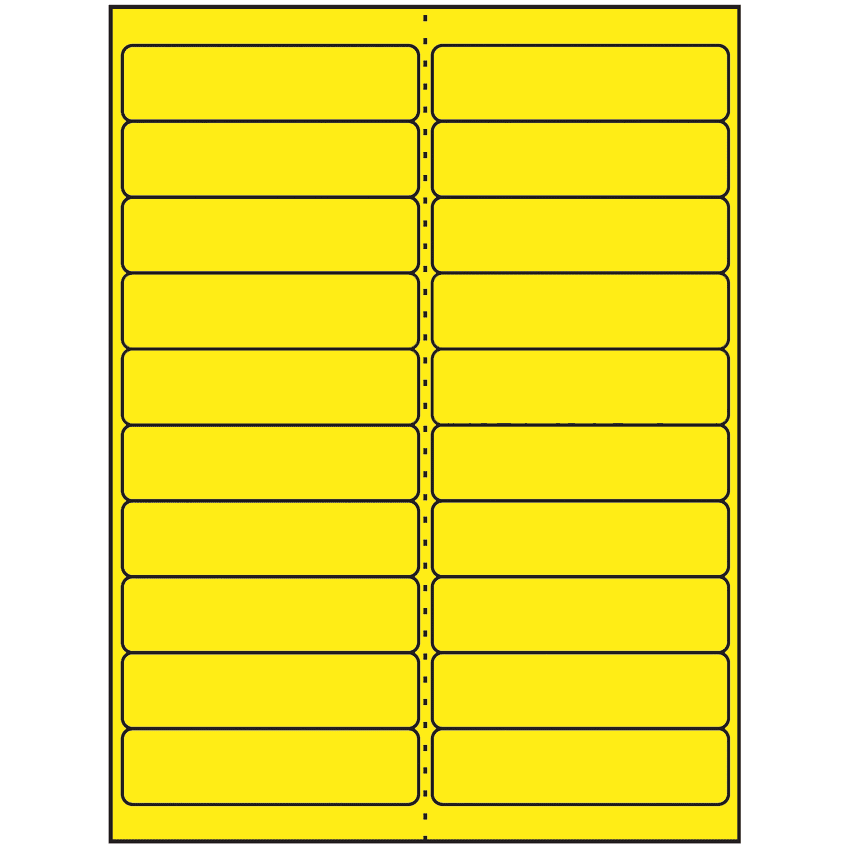4" x 1" Fluorescent Yellow Rectangular Sheet Labels