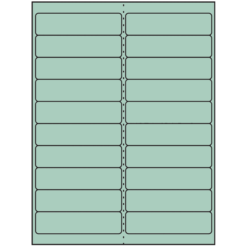 4" x 1" Pastel Green Rectangular Sheet Labels