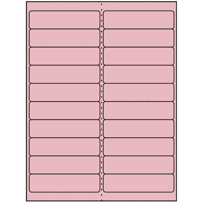 4" x 1" Pastel Pink Rectangular Sheet Labels
