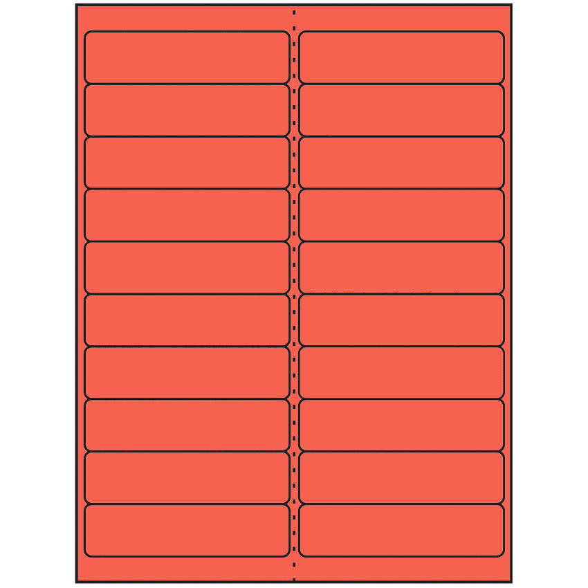 4" x 1" Red Rectangular Sheet Labels