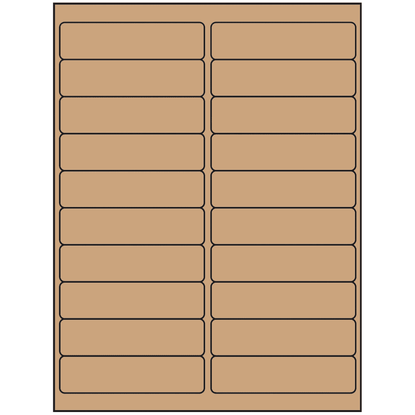4" x 1" Brown Kraft Rectangular Sheet Labels