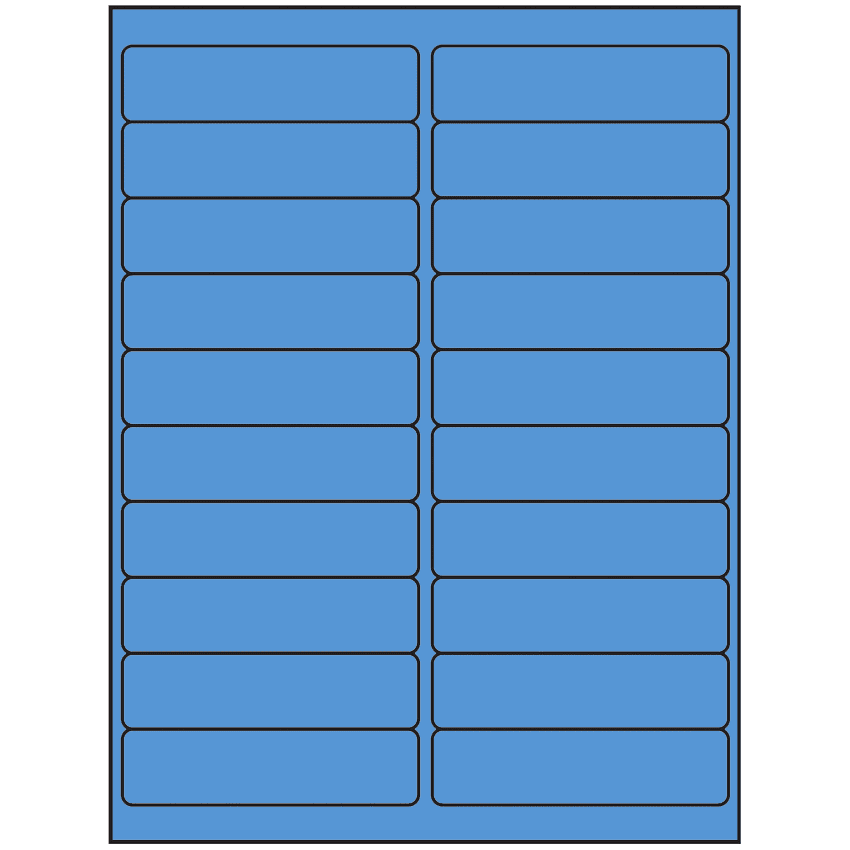4" x 1" Fluorescent Blue Rectangular Sheet Labels