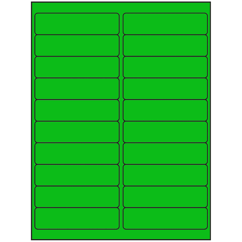 4" x 1" Fluorescent Green Rectangular Sheet Labels