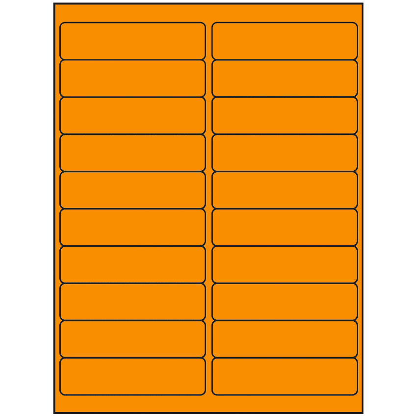 4" x 1" Fluorescent Orange Rectangular Sheet Labels
