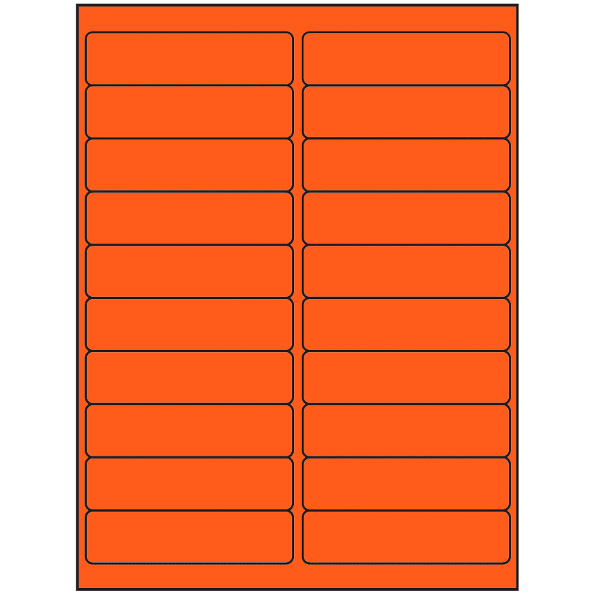 4" x 1" Fluorescent Red Rectangular Sheet Labels