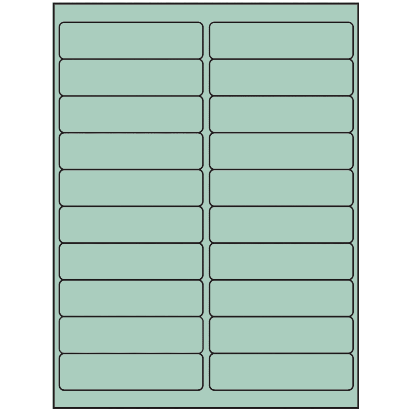 4" x 1" Pastel Green Rectangular Sheet Labels