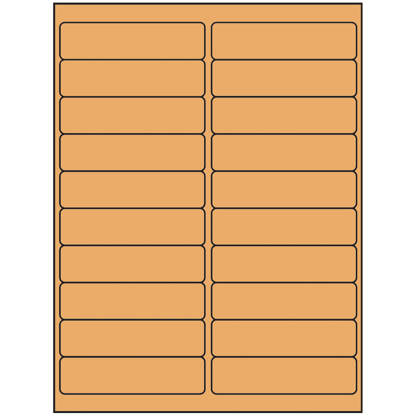 4" x 1" Pastel Orange Rectangular Sheet Labels