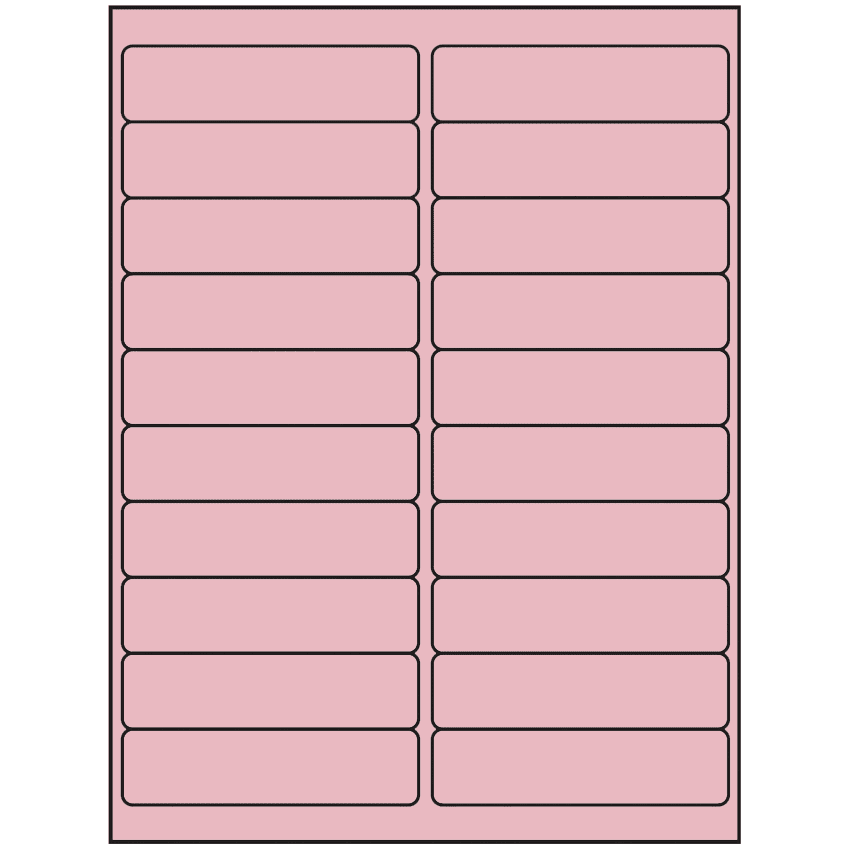 4" x 1" Pastel Pink Rectangular Sheet Labels