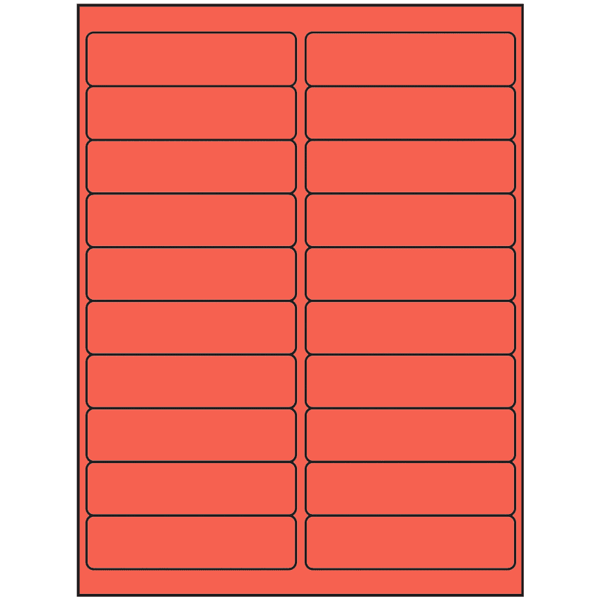 4" x 1" Red Rectangular Sheet Labels