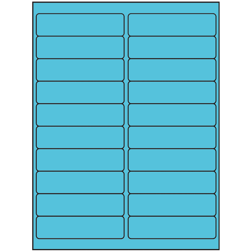 4" x 1" Turquoise Rectangular Sheet Labels